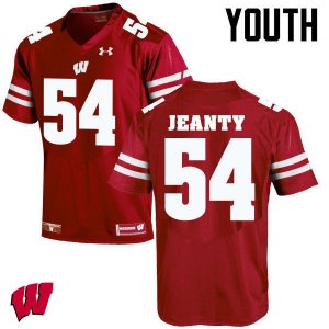 Youth Wisconsin Badgers NCAA #54 Dallas Jeanty Red Authentic Under Armour Stitched College Football Jersey PX31M77EB